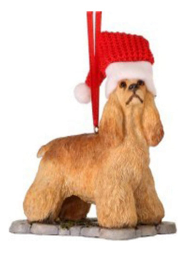 Adorno Navidad Cocker Spaniel Sombrero Papa Noel Decoracion