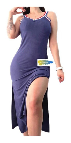 Vestido Mujer Largo Musculosa Escote V Varios Colores