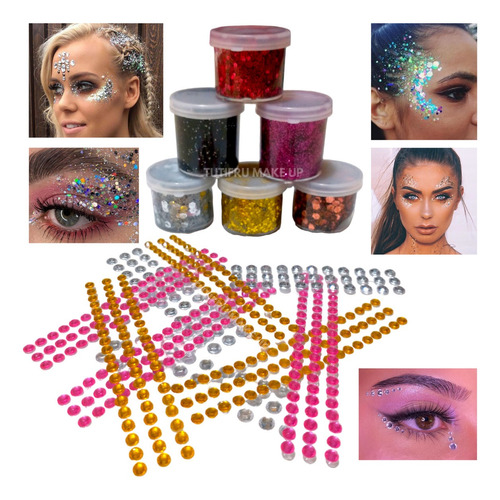 Party Box Glitter #3 Bar Escamas Gemas Set Para Maquillaje 