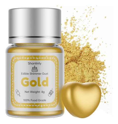 Gold Luster Dust - Polvo Comestible Para Tartas, 0.23 Oz De