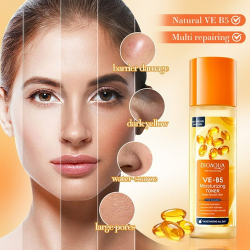 Sérum Facial Vit E + Vit B5 Bioaqua Iluminador Intensivo Todo Tipo De Piel Día/noche