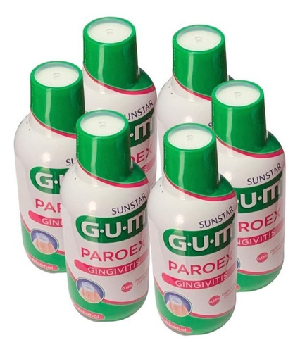 Kit De 6 Enjuagues Bucales Gingivitis Paroex 300 Ml Gum