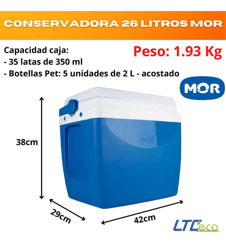 Imagen 2 de 10 de Conservadora 26 Litros Mor Heladera Portatil Camping Cerveza