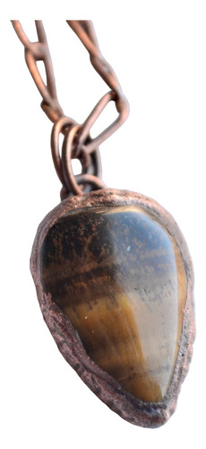 Ojo De Tigre, Collar De Piedra Con Cadena De Cobre, Cod1