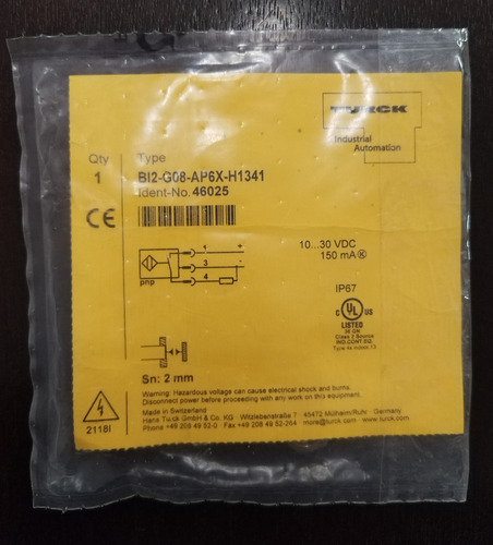 Turck Bi2-g08-ap6x-h1341 Sensor Inductivo No 46025 24vcd (Usado)