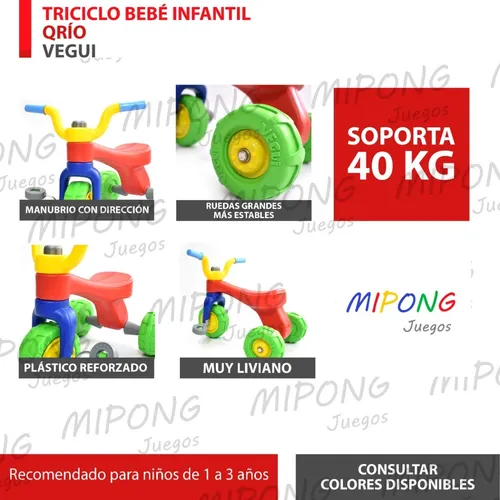 Triciclos Infantiles Plastico Vegui Qrio S per Resistente