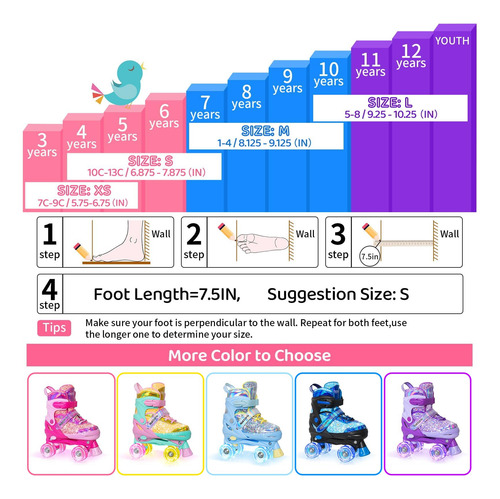 Patines Nattork Para Niños Ajuste Tamaño Ruedas Iluminadas Talle De Los Patines 0 Mm Azul Starsky