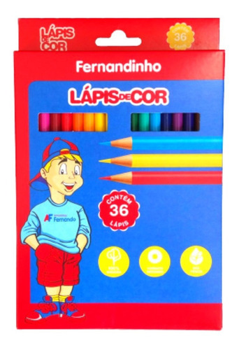 Lápis 36 Cores Fernandinho Faber Castell 3 Caixas Atacado