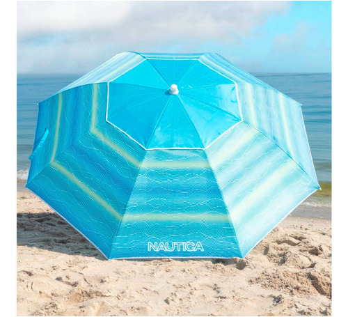 Sombrilla De Playa Y Jardín Nautica Plegable Protección Uv Color Ola De Viento