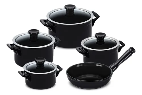 Jogo De Panelas Em Cerâmica Duo Smart 5 Pçs Preto Ceraflame