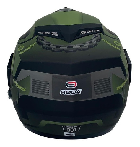 Casco Roda Revenge Verde Army Militar Matte Abatible Dot