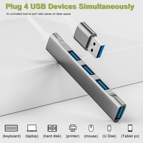 Hub Adaptador Multi-puerto Delgado De 4 Puertos Usb 3.0