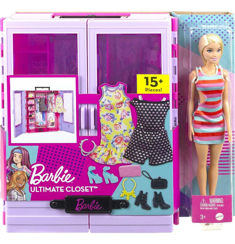 Closet Fashion + Vestuario + Muñeca Barbie Juego De Moda 2m