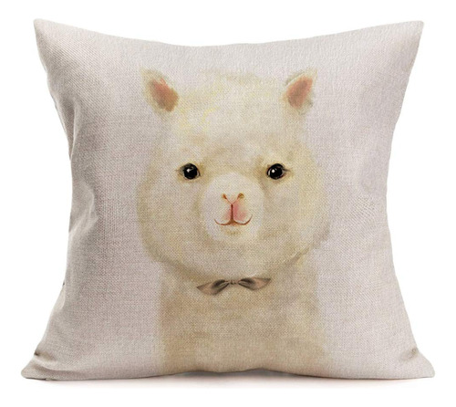 Funda Almohada Estampado Alpaca Diseño Adorable Corbata Sofa