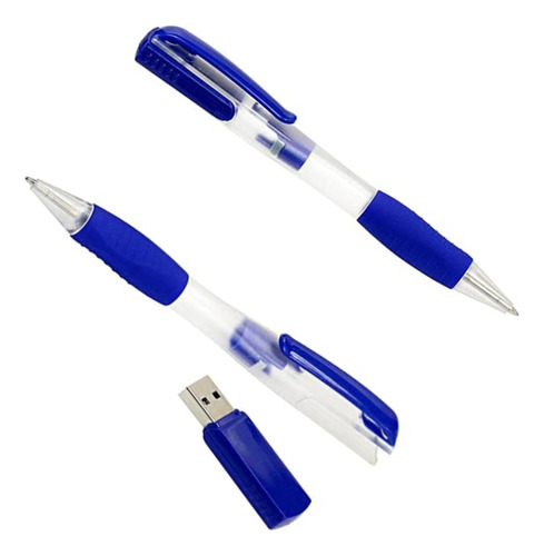 Pendrive Bolígrafo Plástico Color Azul 16gb - Material Pop