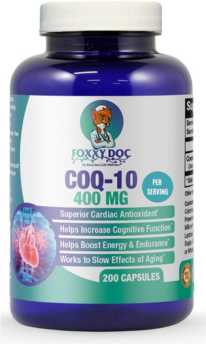 Coenzima Coq10-q10 400mg Corazón, Cerebro  Celular Foxxy Doc