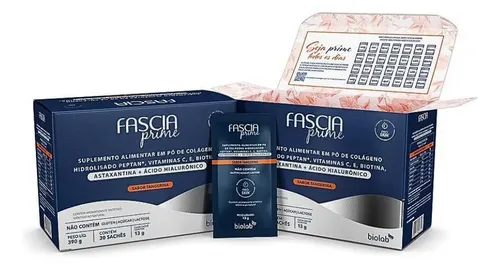 Suplemento Colágeno Biolab Fascia Prime 30 Sachês Tangerina 390g