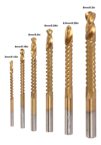 Navidad Broca Sierra En Espiral 6 Piezas 3 A 8 Mm Hss Lado