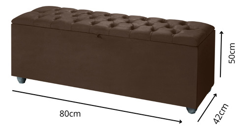 Baú Sara Organizador 80cm Elegante Marrom Com Capitonê Para Sala E Quarto Av Móveis