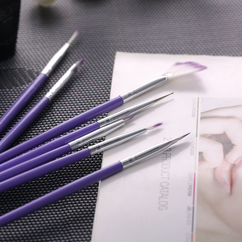 Conjunto De Pincéis Para Nail Art Roxo: Acrílico,