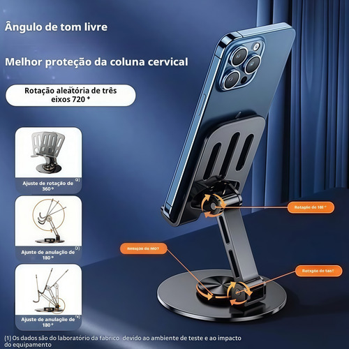 Suporte Alumínio De Mesa Base Rotatória Ajustável 360o