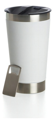 Abridor de tazas térmicas al vacío de acero inoxidable para chuletas de cerveza, 473 ml, color blanco