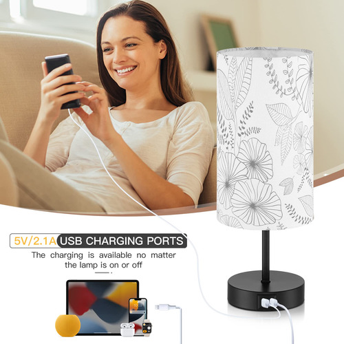 Lámpara De Noche Cinsary Touch Control Con 2 Puertos Usb, 3