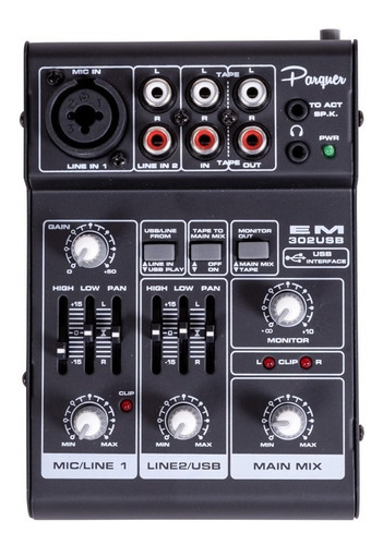 Consola De Audio Mixer Portatil 3 Canales Parquer Em-302usb