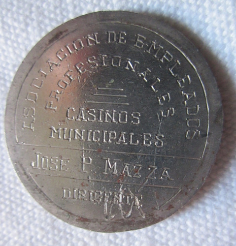 Rara Medalla Casino Municipales Dirigente En Moneda Mexicana