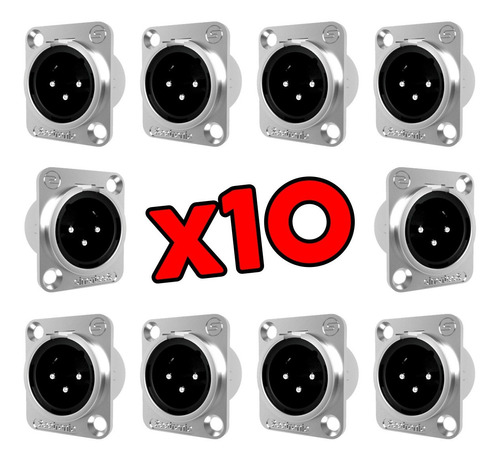 10 Ficha Canon Macho A Chasis Conector Xlr La1092 - Cuo