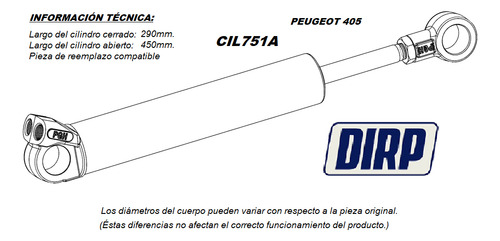 Cilindro Para Caja De Dirección Hidráulica Peugeot 405