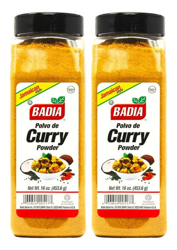  2 Frascos De Curry En Polvo Badia De 453 Gr. C/u