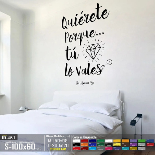 Vinilos Decorativos Frase Quierete Diamante Stickers