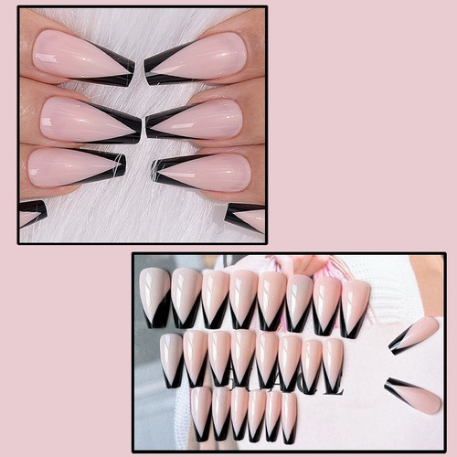 Unhas Postiças Bailarina Longa Decorada Pintada Autocolantes