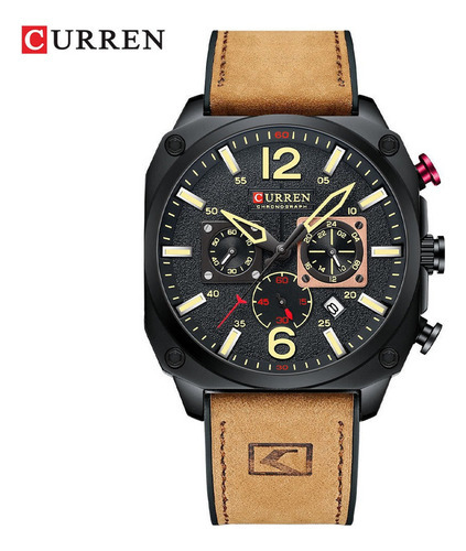 Reloj De Negocios Curren Chronograph Calendar Para Hombre Color Del Bisel Negro/khaki