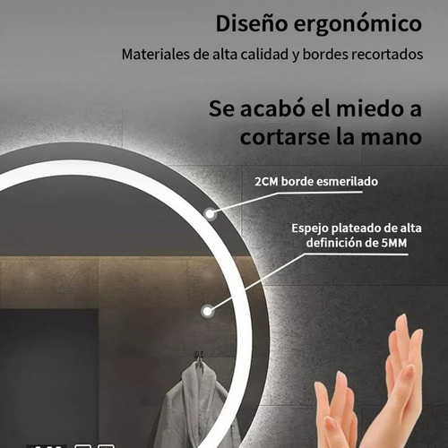 Espejo Touch Baño Redondo Espejo Con 1 Modo Función De Ajuste De Luz Tricolor Diámetro 60cm Pared Decorativos Cuadrado Eléctrico Marco Espejos 127v