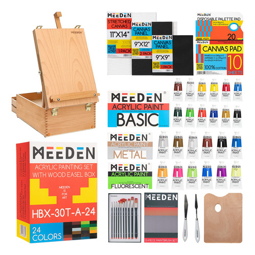 Set De Pintura Meeden Caballete De Madera Pintura Acrílica 2