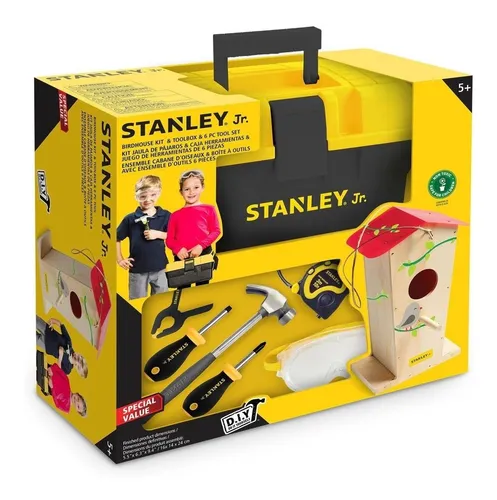 Caja Herramientas Stanley 6 Pzas+kit P/armar Casa De Pajaros