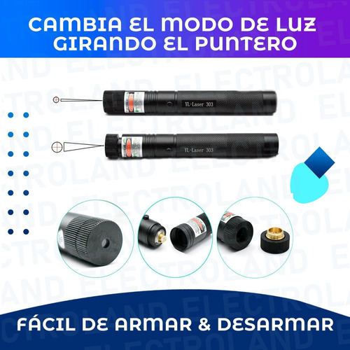 Imagen 4 de 10 de Puntero Laser Verde Recargable 3 Modos De Luz Alto Alcance