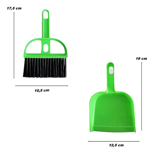 Mini Vassourinha/ Escolva Pá/pazinha Multiuso Limpeza Verde