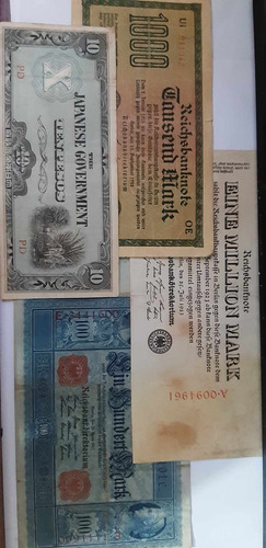 Set De 4 Billetes Aleman Y Japonese 