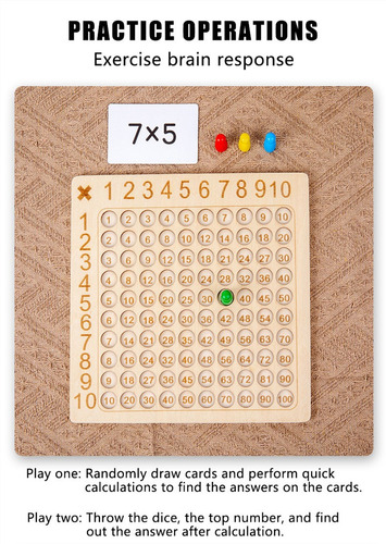 Juego De Mesa De Multiplicación Montessori De Madera Para Ni
