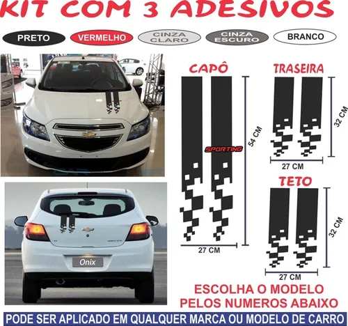 Kit Adesivo Capo Traseira Gm Onix Celta Astra Agile Meriva Kit Adesivo Capo Traseira Gm Onix Celta Astra Agile Meriva