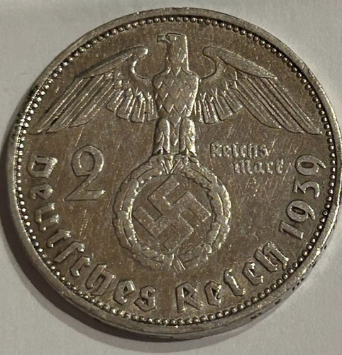Moneda Alemania 1939  2 Reichsmark  Plata 
