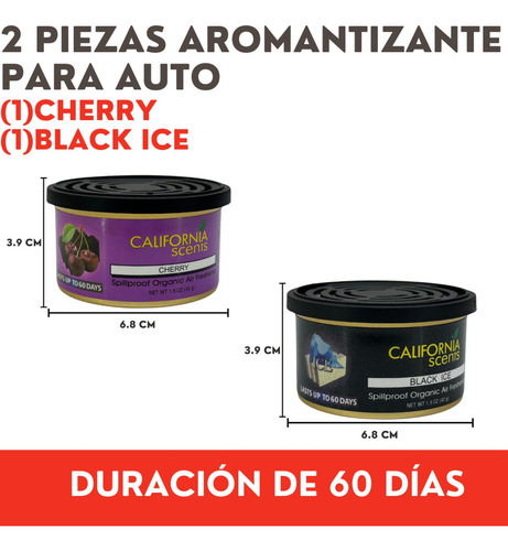 2 Aromatizantes California Scents Cherry Y Black Ice H-200