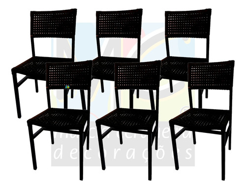 Kit 6 Cadeiras Aluminio Corda Náutica Para Área Gourmet
