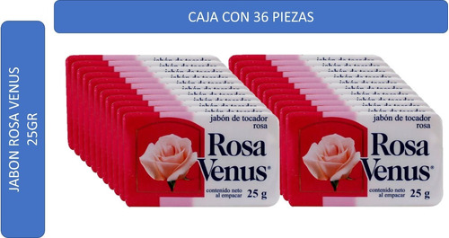 Jabon Rosa Venus Caja C/36 Piezas De 25 Gr C/u