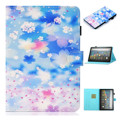 Funda De Piel Con Diseño De Pétalos Para Amazon Fire Hd, Col