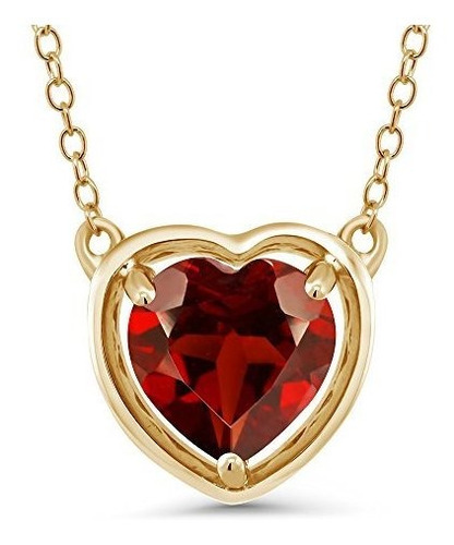 Collar - 2.75 Ct Heart Shape Red Garnet 18k Yellow Gold Plat
