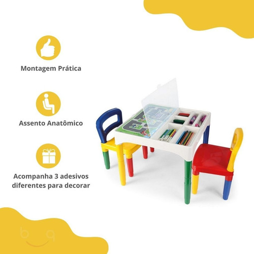 Imagem 2 de 4 de Promoção! Mesa Didática Mesinha Infantil Poliplac 2 Cadeiras